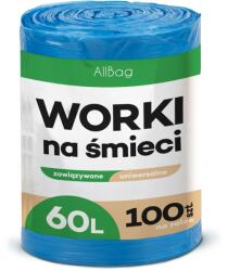 Allbag Univerzális Szemeteszsák 60L Kötőszalagos Erős Kék 100 db Nagy Tekercs (UNIWERSALNE WORKI NA ŚMIECI ALLBAG 60L)