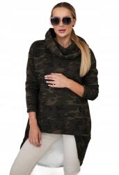 Kesi Hosszú hátú pulóver moro khaki+zöld