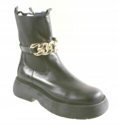 Simen 4819A Bokacsizma, fekete, Size 37, bőr, 5cm sarok (4819A)