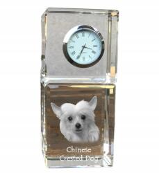  Sörényes kínai kristály asztali óra kutyával, saját fotóval (5055882416673)