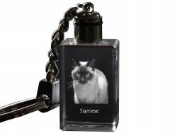 Art-Dog Sziámi macska kristály kulcstartó macska kulcstartó fényképpel megvilágított (5055882428492)