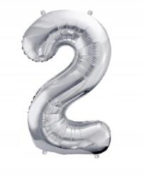  Lufi 2-ES Szám Két Ezüst Fólia Szám Alakú Nagy 100CM Születésnap