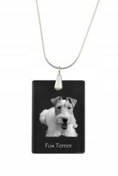 Art-Dog Foksterier durva szőrű ezüst nyaklánc kristály medállal kutyával (5055882454200)
