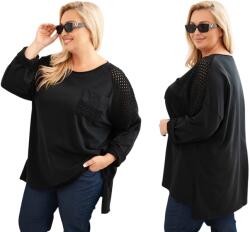 Kesi Plus Size nyomott mintás pamut női pulóver, fekete (5907302142221)