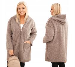 Kesi Fango női viszkóz pulóver Plus Size szőrmés kapucnis (5907302146960)