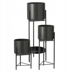  Virágtartó Állvány Antracit Fekete 3 Szintes 60 cm 4 Virágcseréphez Loft virágtartó (FZ1002360)
