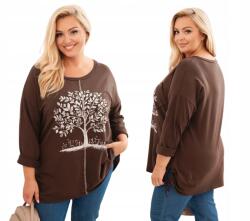 Kesi Női pulóver Plus Size pamut, fa mintás, barna (5907302142184)