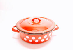  Piros pöttyös Lábas fedővel 3, 5L (51195)