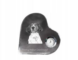 Art-Dog Treeing Walker Coonhound szív alakú kristály óra fényképpel (5055882452343)