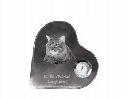  Kuril macska bobtail hosszú szőrű kristály szív alakú óra fotó (5055882452916)