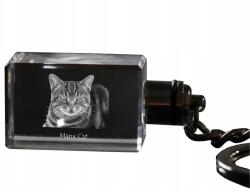Art-Dog Macska Manx kristály kulcstartó macska kulcstartó fényképpel megvilágított (5055882428898)