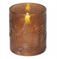 Star Trading LED-es viaszos üveggyertya Flamme Leaf barna 10cm (061-73)