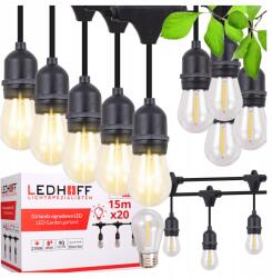 Ledhoff Kerti girland Led fényfüzér vízálló 15m 20x E27 izzó strapabíró (GL-A1020-H)