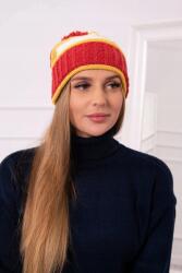 Kesi Kinga női sapka K297 vörös+mustár+ecru