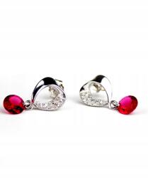 Elegáns ezüst fülbevaló piros cirkóniákkal F038