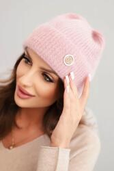 Kesi Női téli bolyhos sapka dekoratív gombokkal púderrózsaszín (5907302138620)