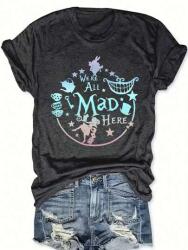 Shein Női Póló Szürke Nyomott Mintával 52-ES