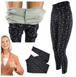  Dajmo macis mintás bélelt leggings, M/L, fekete (Zimowe-Mis-Ocieplane-Legginsy 2025)