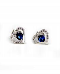 Finom ezüst fülbevaló szívekkel, kék cirkóniákkal F130N
