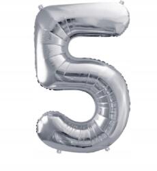  Lufi 5-ÖS Szám Öt Ezüst Fólia Nagy 100 CM Party Dekoráció Születésnap