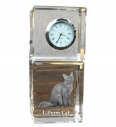  Macska Laperm kristály asztali óra saját fotóval, ajándéktárgy, jutalomfalat (5055882418486)