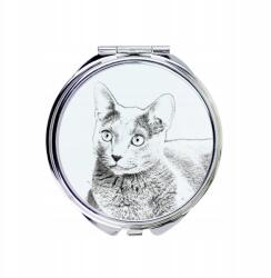 Orosz macska kék kompakt zsebtükör macskával fényképpel (5055882482685)