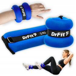 DrFit Súlyzók bokára és csuklóra, kék színű DrFit 2 kg-os edzősúlyok (CIĘŻARKI NA KOSTKI NADGARSTKI 2X2KG BLUE)