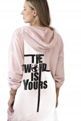Kesi Nyomott mintás pulóver "The world is yours" sötét púderrózsaszín