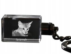 Art-Dog Savannah macska kristály kulcstartó macska kulcstartó fényképpel megvilágított (5055882428645)