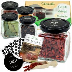 Allbag Szett 24 db 120 ml-es Fűszertartó Üveg 200 db Címke, Lekváros Üveg (Allbag słoiki szklane zestaw 24 szt)