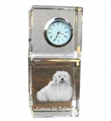  Coton de Tulear kristály asztali óra kutyával, saját fotóval (5055882417656)