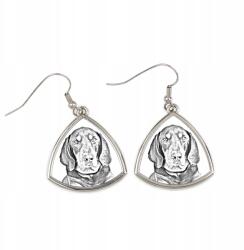 Art-Dog Black and tan coonhound I háromszög alakú lógós fülbevaló kutyával, fényképpel (5055882475939)