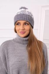 Kesi Abigail K326 pomponos női sapka, szürke+fehér