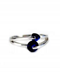 Ezüst gyűrű kék csillogó cirkóniákkal 52-es méret F005N