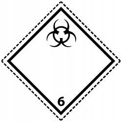  Öntapadó etikett címke 100x100mm Adr 6.2 Fertőző anyagok kerettel