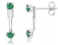  Ezüst színű fülbevaló zöld cirkóniákkal - modern elegancia (B0D3974X14)
