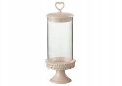 J-LINE Kerámia rózsaszín, közepes méretű tortatál fedővel J-line (5400924347048)