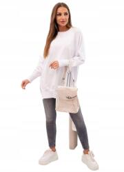 Kesi Női pamut pulóver széles húzózsinórral az alján, fehér (5907302847560)