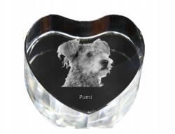 Art-Dog Pumi kristály szív, dísz, ajándéktárgy kutya fotóval (5055882446403)