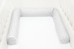 Scamp Rácsvédő hengerpárna 180 cm - Szürke alapon fehér szívecskék - manopalota