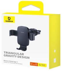 Baseus Suport Auto Metal Age III Gravity (Versiune Gură de Aerisire), Negru (C40467600111-01) (C40467600111-01)