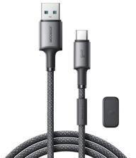 JOYROOM UNLIMITED adatkábel (USB - Type-C, 3A, gyorstöltő, 120cm + mágneses kábelrendező) SZÜRKE