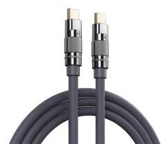 REMAX WEFON adatkábel (Type-C - Type-C, 100W, PD gyorstöltő, 100cm) VILÁGOSSZÜRKE