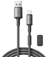 JOYROOM UNLIMITED adatkábel (USB - lightning, 3A, gyorstöltő, 120cm + mágneses kábelrendező) SZÜRKE