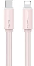 USAMS YU adatkábel (Type-C - lightning, 30W, gyorstöltő, 100cm) RÓZSASZÍN