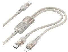 hoco. U139 adatkábel 2in1 (Type-C - Type-C/lightning, 100W, gyorstöltő, 120cm, cipőfűző) ARANY