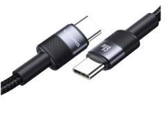 USAMS adatkábel (Type-C - Type-C, 60W, PD gyorstöltő, 120cm, cipőfűző) FEKETE