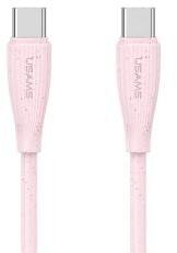 USAMS GREEN SERIES adatkábel (Type-C - Type-C, 60W, gyorstöltő, 100cm) RÓZSASZÍN