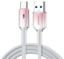 JOYROOM CRYSTAL-CLEAR adatkábel (USB - Type-C, 3A, gyorstöltő, 120cm, cipőfűző) FEHÉR (166041)