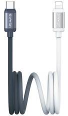 USAMS BICOLOR adatkábel (Type-C - lightning, 30W, PD gyorstöltő, 120cm) FEKETE/FEHÉR